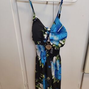 Floral Black and Blue Cover Up